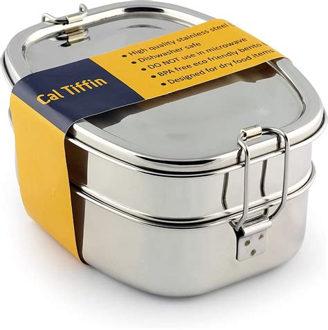 cal tiffin stainless steel bento box|Cal Tiffin Stainless Steel Oval Bento Lunch Box 25 oz, 2 .